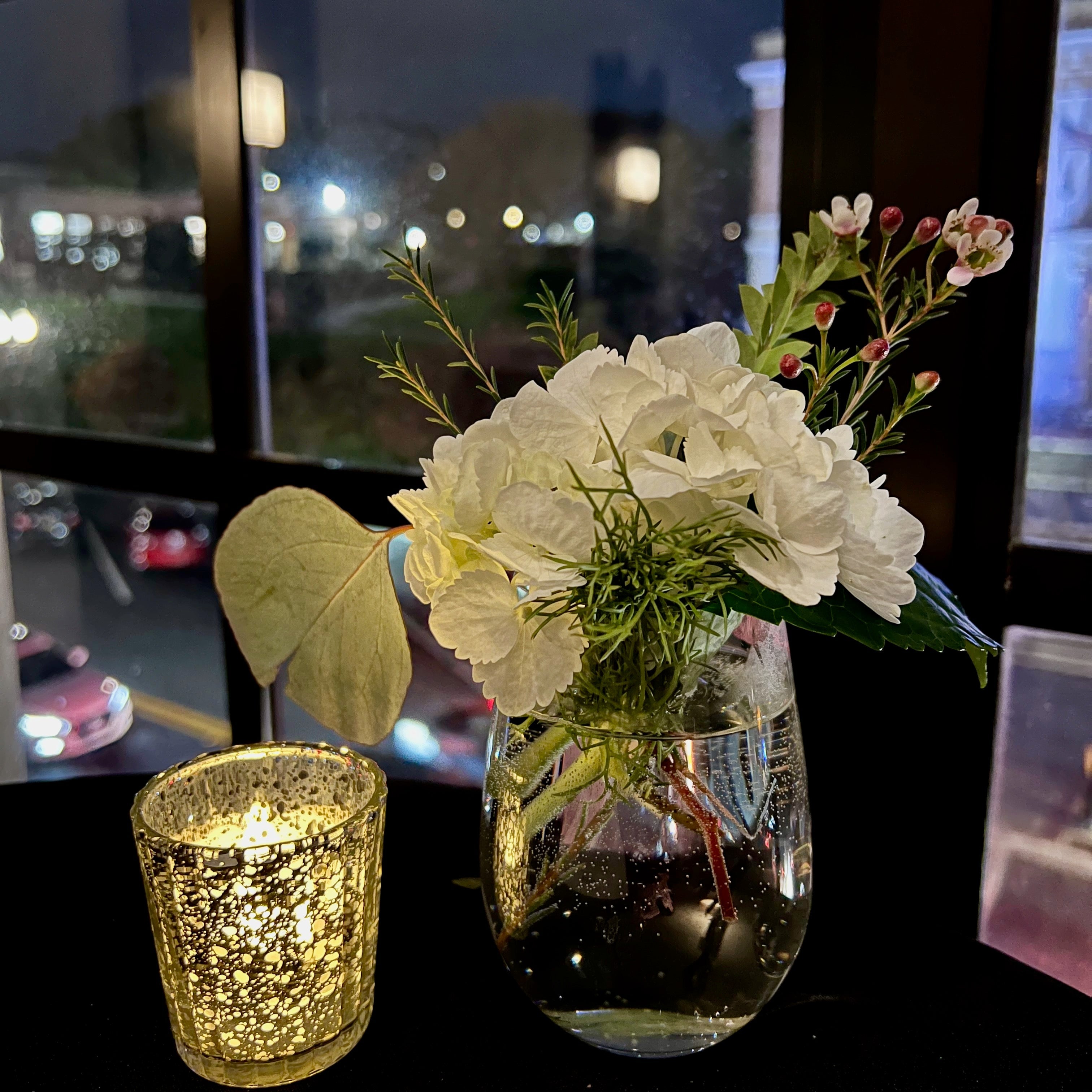 Tables for two by our gorgeous 12' windows