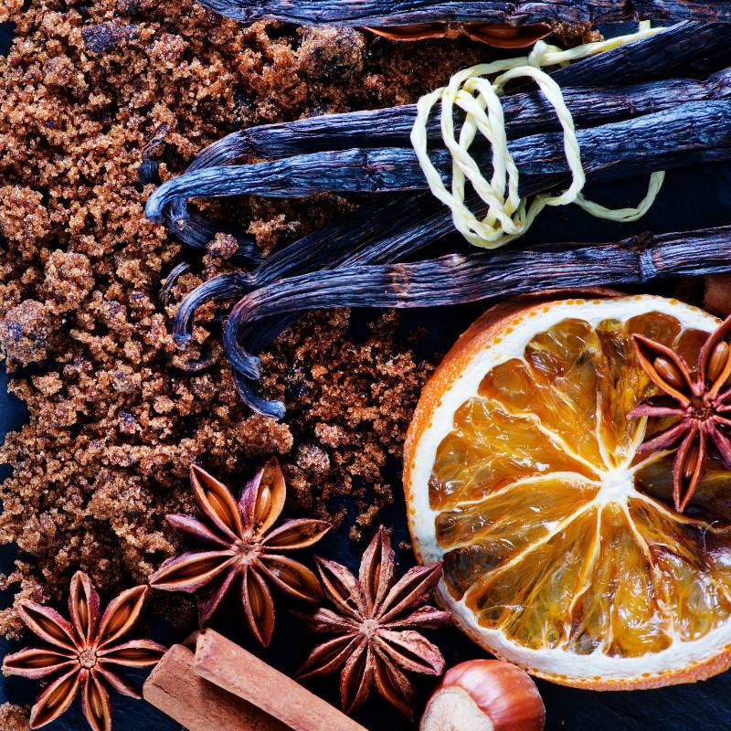 Spices and fruits used as aroma references in the Blind Wine Tasting: Conclusions & Testing Techniques course.