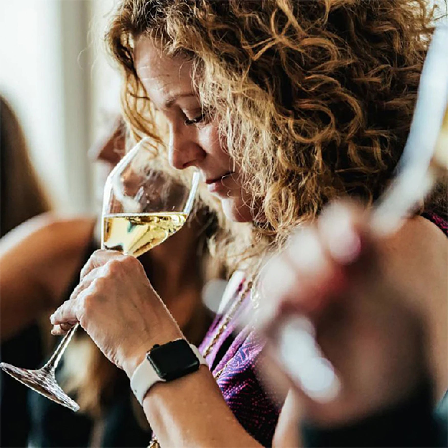 San Francisco Wine School Student Smelling Champaign